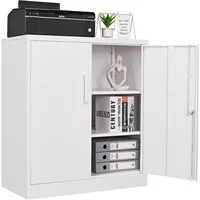 Metal Garage Storage Cabinet with 2 Doors and 2 Adjustable Shelves - 35.5" Steel Lockable File Cabinet,Locking Counter Cabinet 1