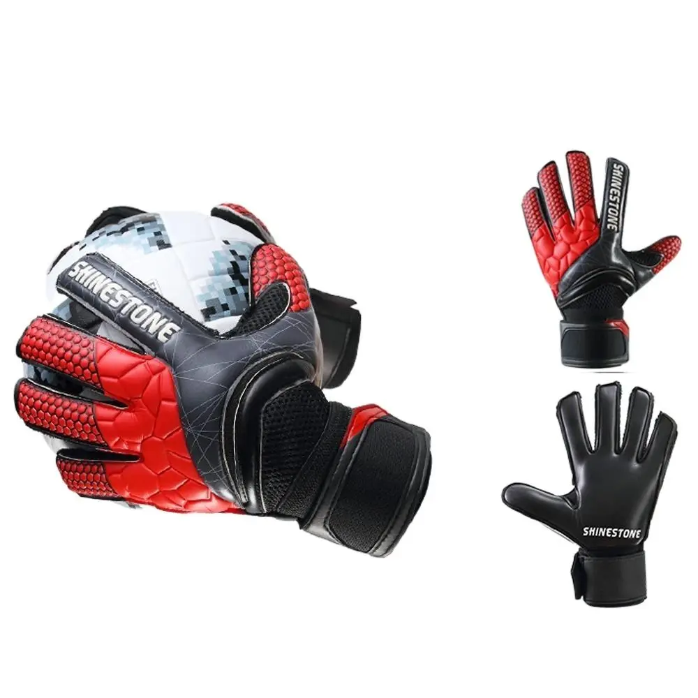 1 Pair Anti-Slip Kids Goalie Gloves Finger Protection Latex Goalkeeper Gloves Cushioning Adjustable Adult/Children/Kids