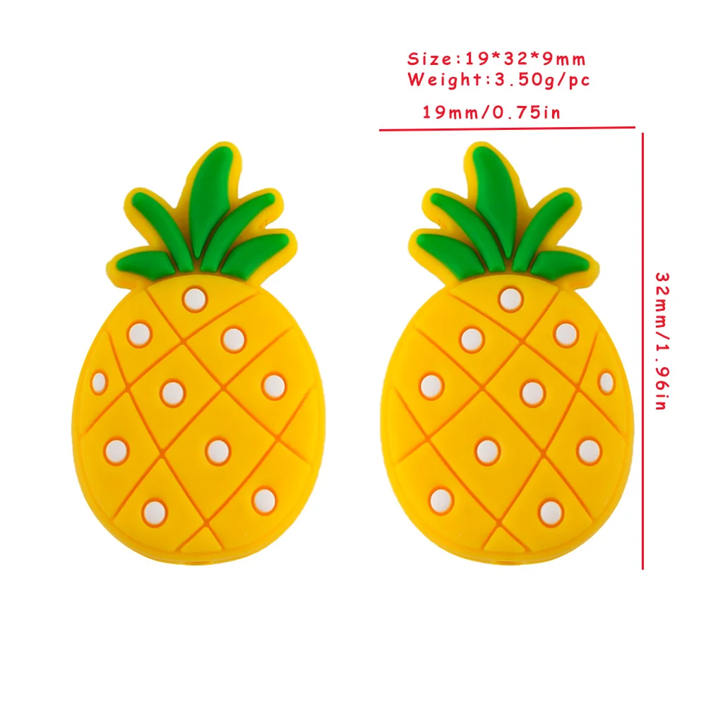 5/10pcs 실리콘 구슬 딸기 수박 파인애플 과일 초점 구슬 DIY 젖꼭지 체인 팔찌 보석 만들기위한
