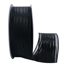 

5 10 25 Yards/Roll 38mm Black Stripes Organza Satin Wired Edge Ribbon for Gift Wrapping Sewing and Haberdashery Accessories