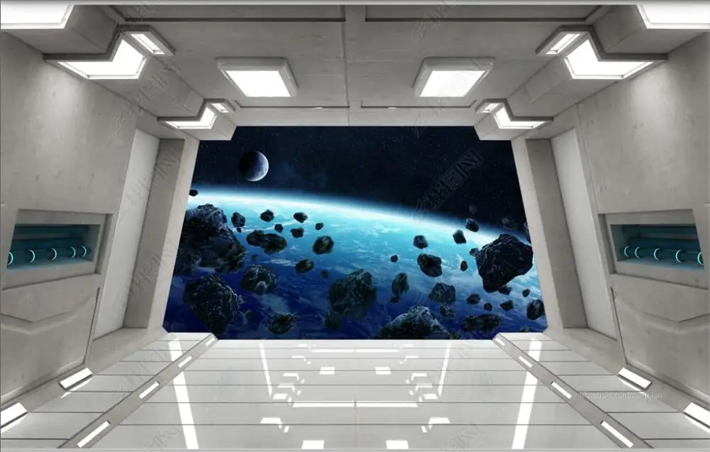 

3d photo wallpaper custom mural Spaceship door sci-fi bar KTV painting wall papers home decor sticker wallpaper for living room