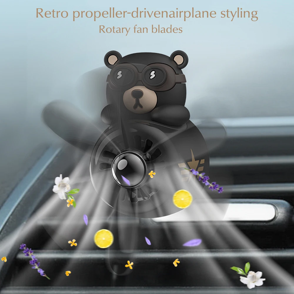 Autoduft Auto Lufter frischer cool Cartoon Bär Pilot rotierenden Propeller  Luft auslass Parfüm Aroma - AliExpress