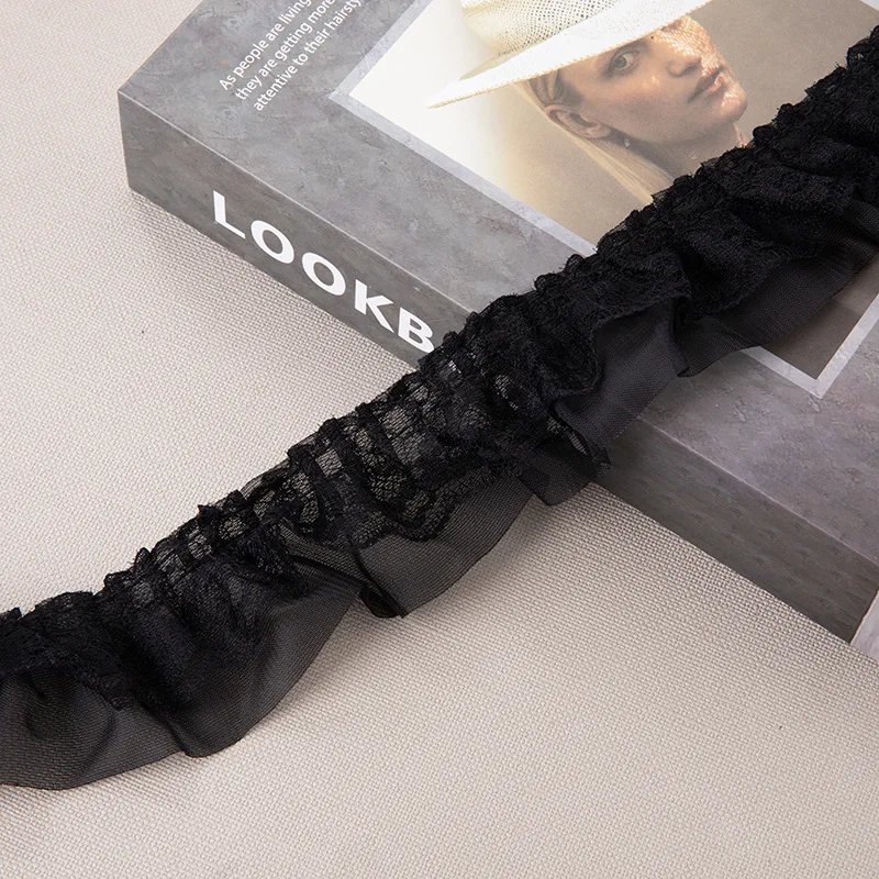 5CM Wide Double Layers 3d Pleated Chiffon Fabric Frilled Needlework Ribbon Dress Collar Ruffle Trim DIY Clothing Sewing Decor chiffon fabric chiffon lace fabric clothing accessories