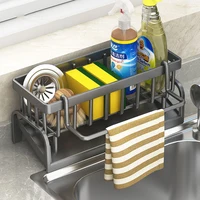 Kitchen Stainless Steel Sink Drain Rack Sponge Storage Faucet Holder Soap Drainer Towel Rack Shelf Organizer Kitchen Accessories 3