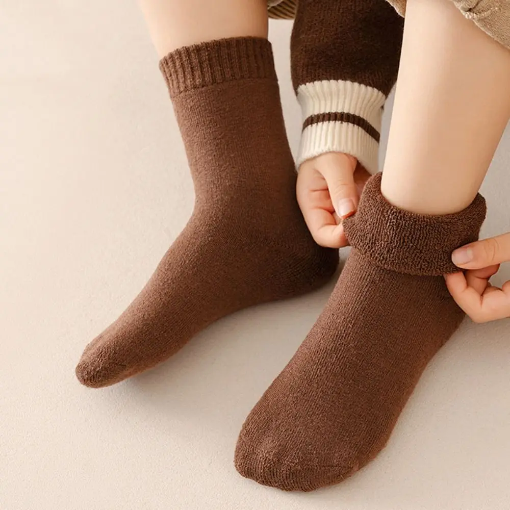5Pairs Kawaii Short Tube Kids Thicken Socks Warm Sleeping Girls Floor Plush Socks Hosiery Cute Children's Winter Socks Children