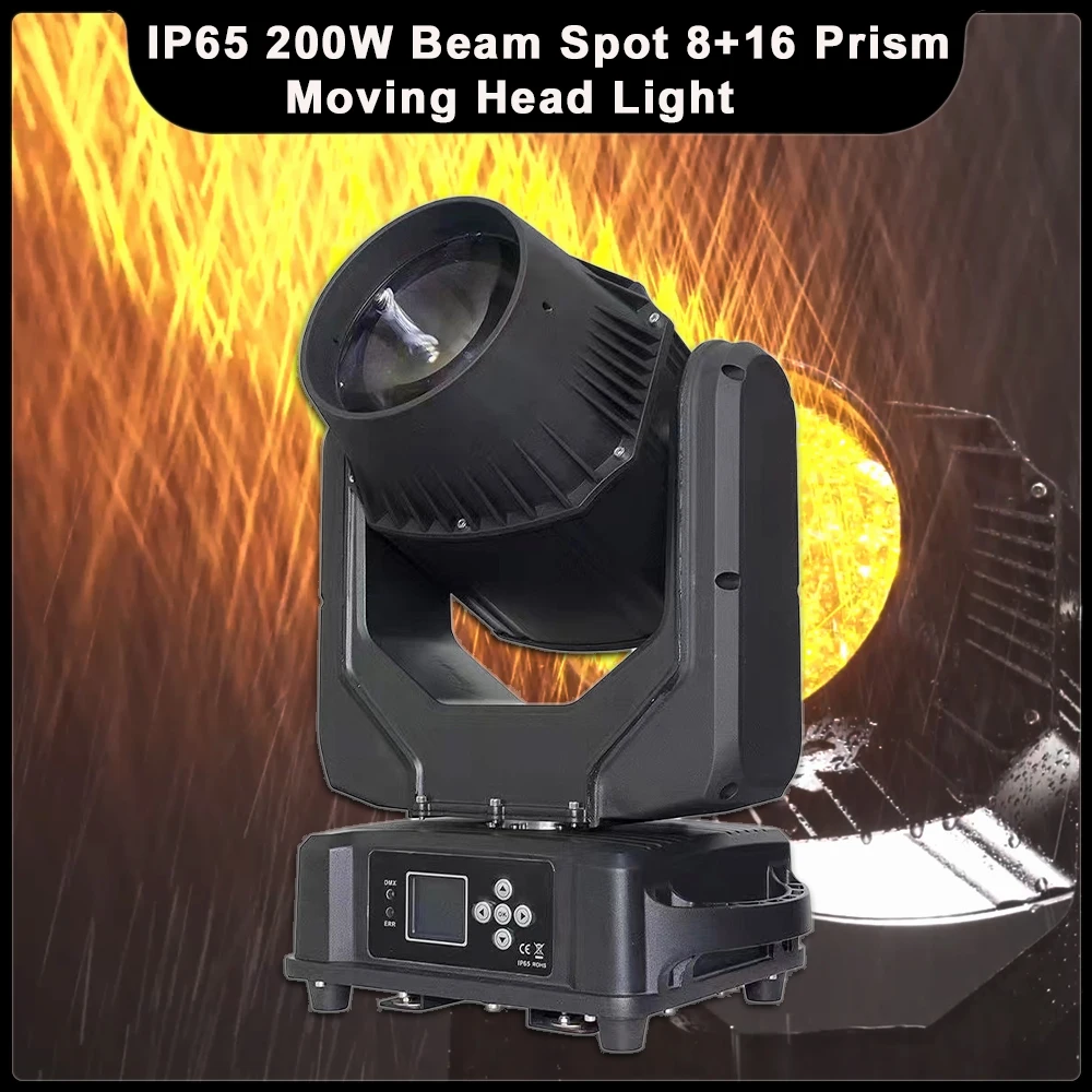

New IP65 200W LED Beam Moving Head Light With Spot 8+16 Prisms Effect DMX512 DJ Disco Party Show Outdoor Stage Effects Lights