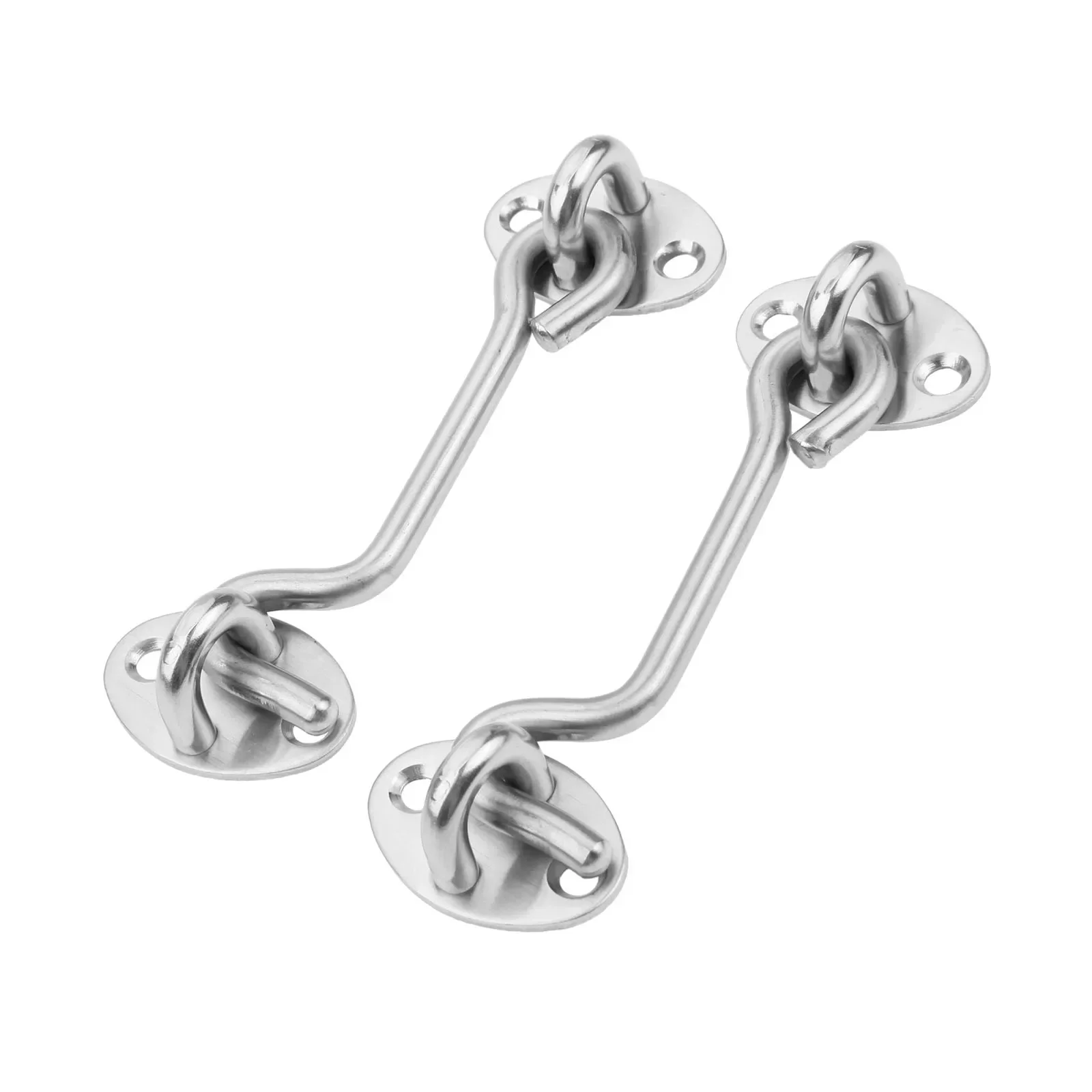 2Pcs Cabin Door Window Hook and Eye Latch Lock Shed Gate Catch Silent Holder with Screws Stainless Steel 3/4/6/8/10/12/14/16inch