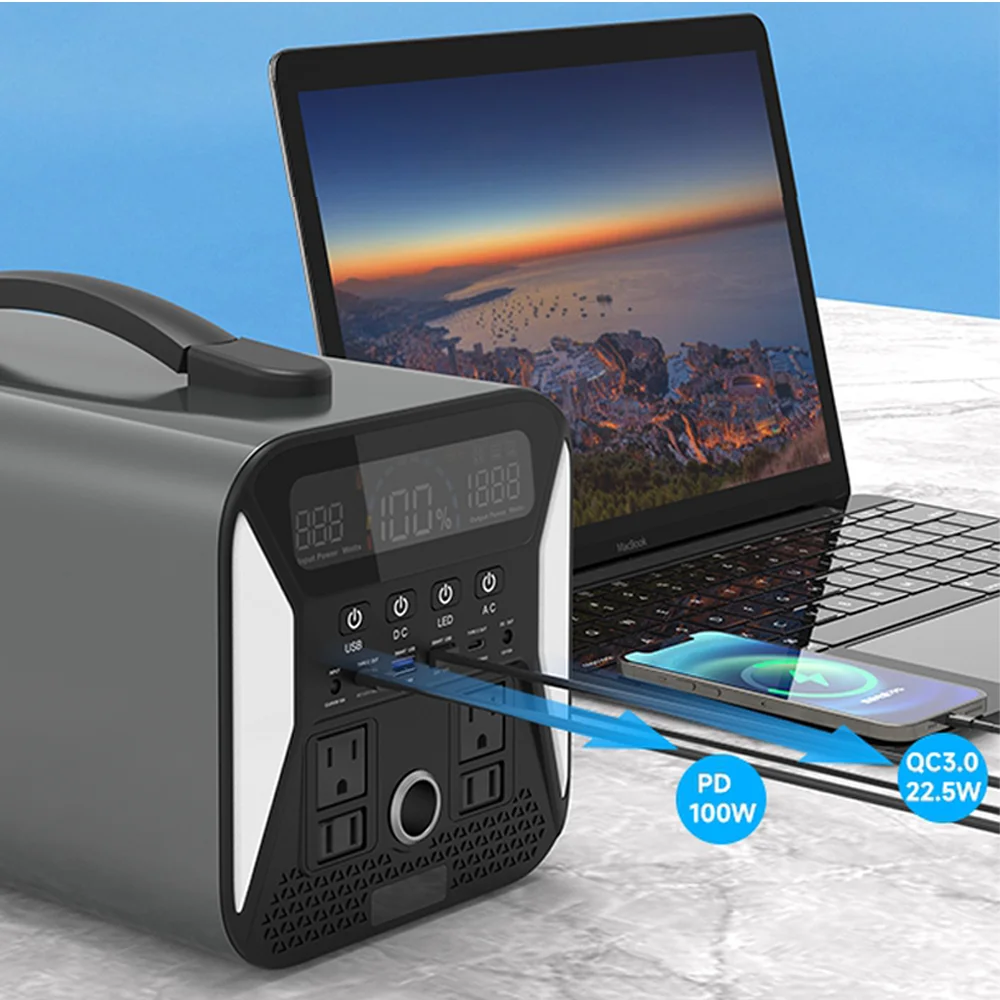 2000W/1000W/500W Portable Power Station Solar Generator External Battery 3