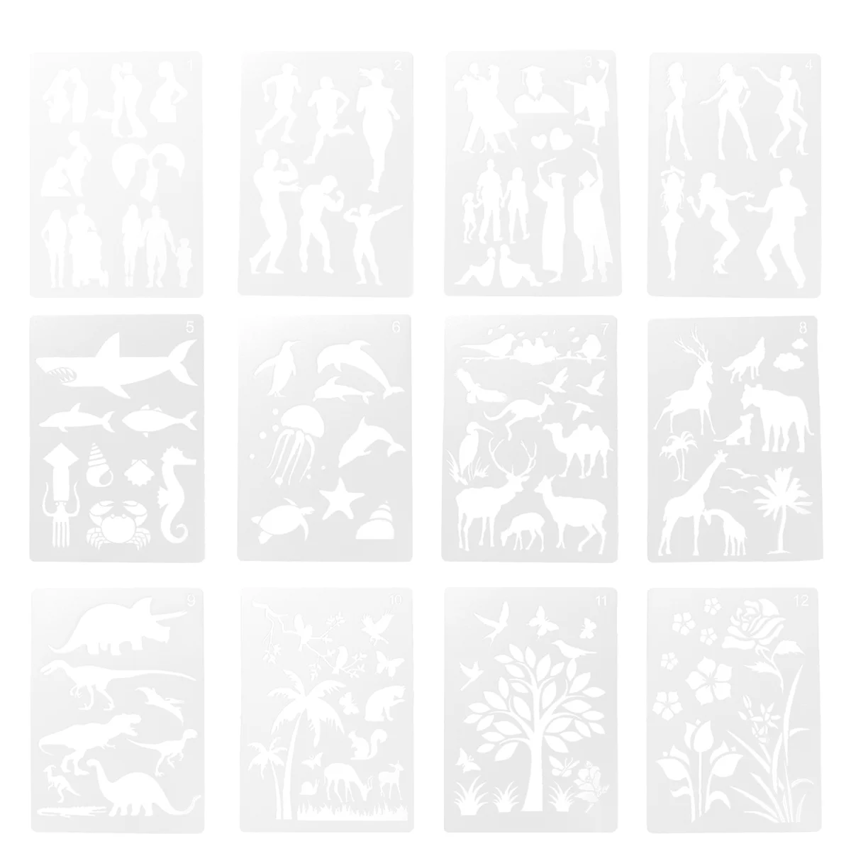 

12pcs Painting Stencils Template Drawing Painting Stencil Craft Scrapbook Stencil for Craft Projects, Home and Kids Creation