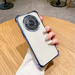 Shockproof Plating Silicone Soft Back Cover with Enhanced Corner Protection - Honor X9c Smart (4jfs blue)