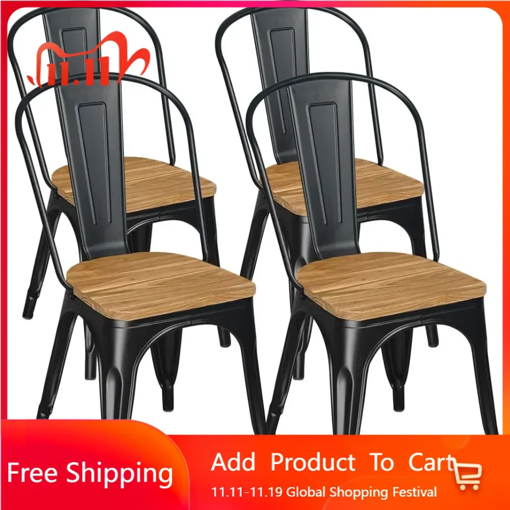 The Dinning Chairs Are Made of Sturdy Steel and Durable Elm, X-brace Under Each Seat Provides Additional Support and Stability
