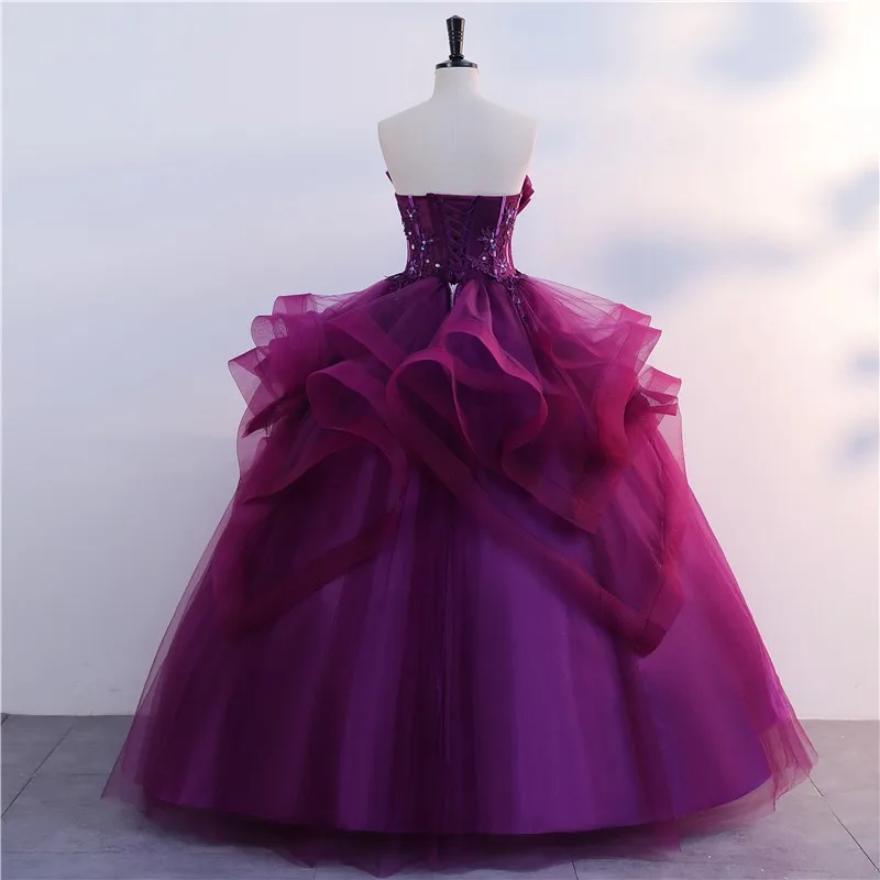 Purple Strapless Quinceanera Dresses Elegant Party Dress Formal Prom Ball Gown Plus Size For Girls Ashley Gloria