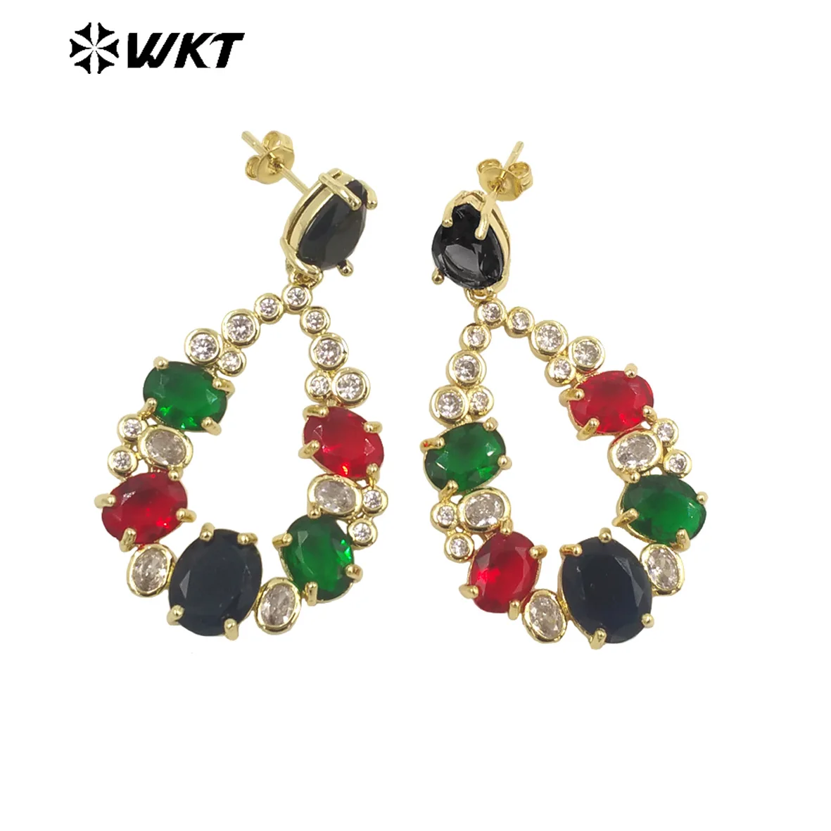 

WT-ME087 WKT 2023 Beautiful Style Cubic Zircon Accessories Micro Pave Stud Women Retro Party gift Earrings Hot Jewelry Trend