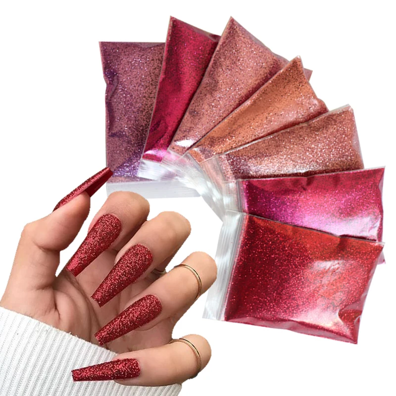 Nail Powder Nail Pigment Nail Glitter Nail Decoration Nail Decorations 10g Shiny Colorful Nail Glitter Powder Decoration Red Green Rose Gold Pigment Manicure Accessories Gel Nail Polish Supplies