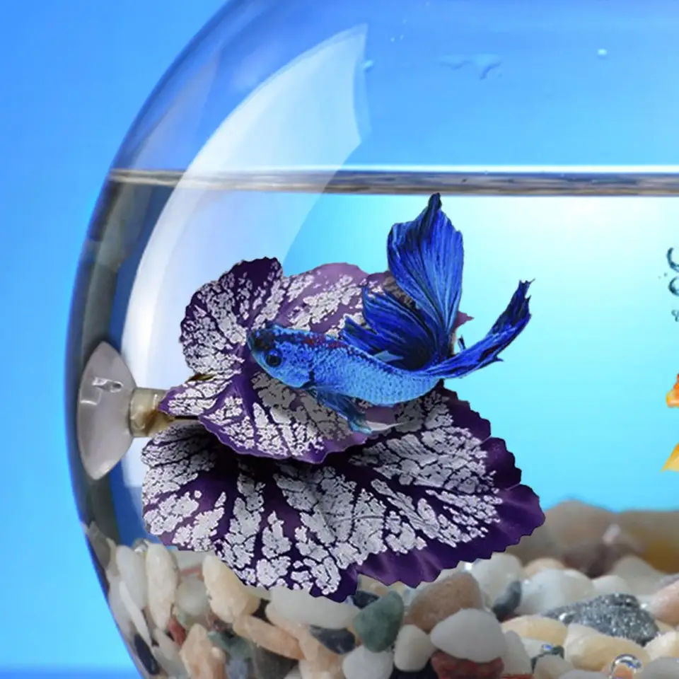 Betta Fish Leaf Hammock Fish Tank Accessories Betta Fish Leaf Bed Pad Plant Leaf Pad Fish Spawning Grounds Breeding Resting Bed