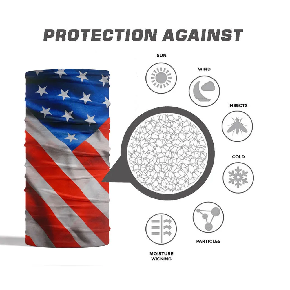 Osłona przeciwsłoneczna szalik z wzór flagi USA wielofunkcyjny wędrowny pałąk wędkarski maska rowerowa tarcza amerykańska jazda na nartach Bandana