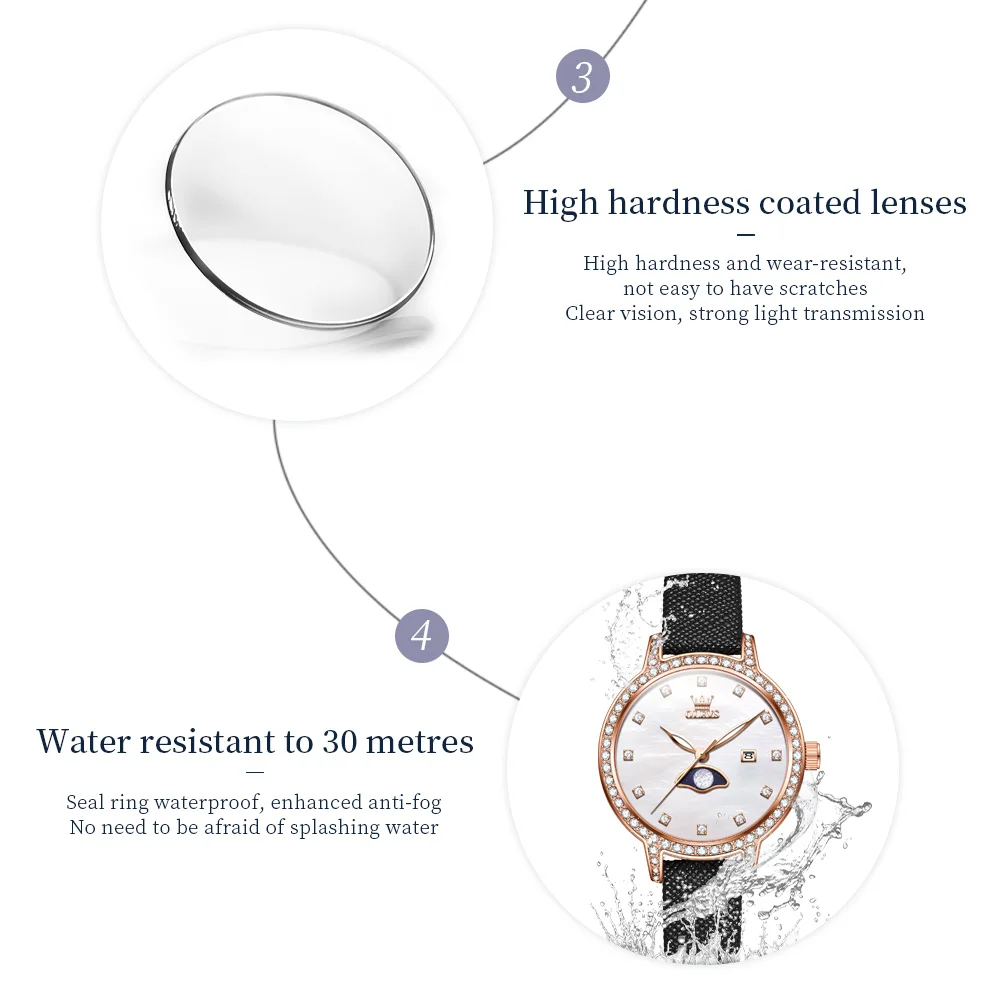 OLEVS Brand 2024 New Fashion Small Dial Quartz Watch Women Luxury Leather Waterproof Calendar Womens Watches Relogio Feminino
