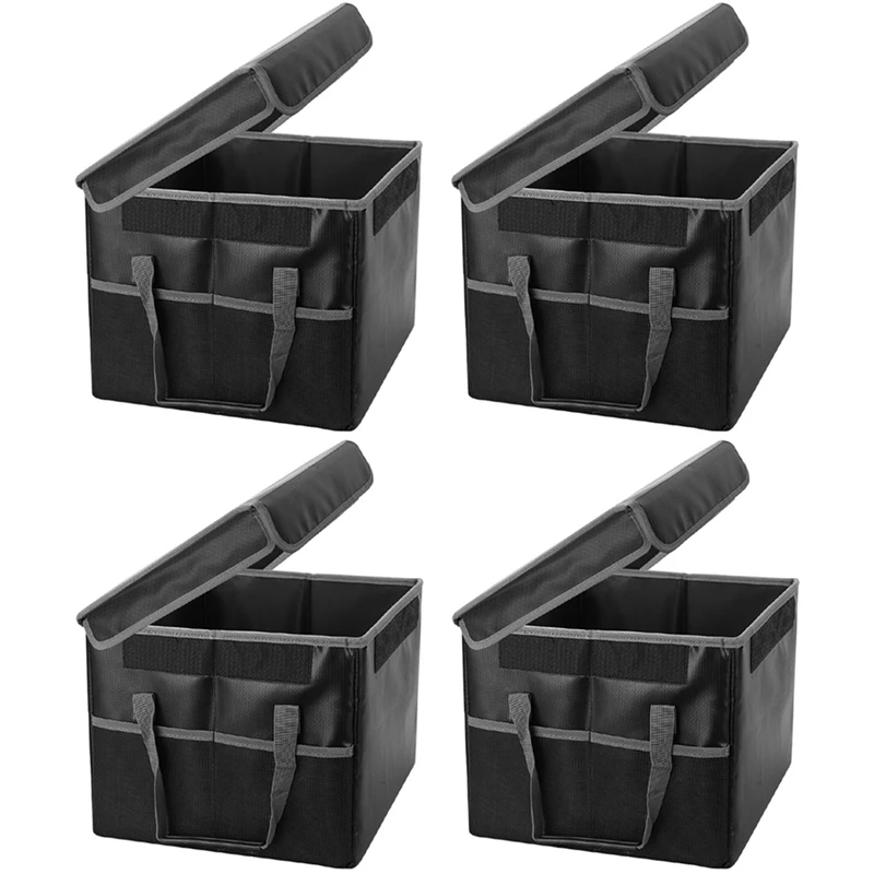 

4X Fireproof File Box File Storage Box,Fireproof Storage File Cabinet With Lock,Portable Office Box