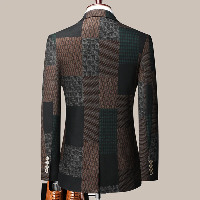 Fashion Blazers Men Brand Jacket Fashion Slim Casual Coats Handsome Masculino Business Jackets Suits Check Men's Blazers Tops
