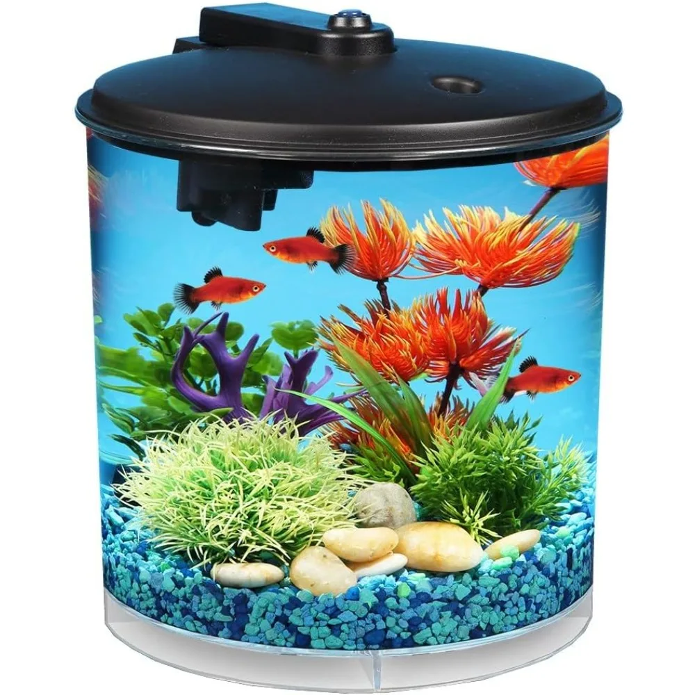

Аквариумная рыба, 2 галлона, пластиковый аквариум 360 с силовым фильтром и освещением для тропических рыб, аквариумная рыба