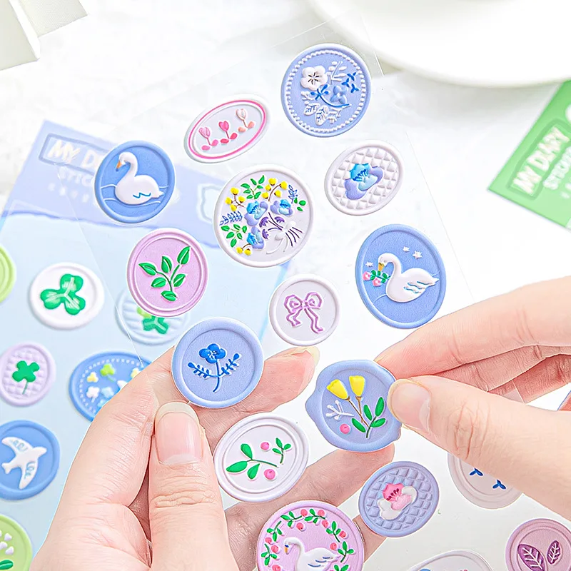 

18pcs/set Cute Wax Seal Sticker Lovely Floral Kawaii Bunny Envelope Decorative Seal Sticker Stereoscopic Scrapbook Sticker