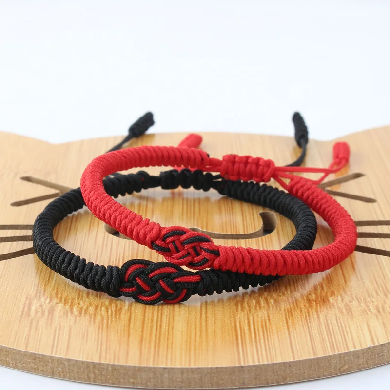 Chinese Red String Bracelet 2 Colors Handmade Unisex Weaven Adjustable Friendship Gift For Lovers