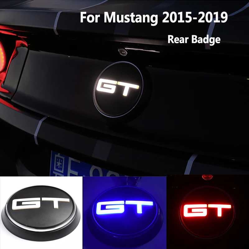 For Ford Mustang 20152019 Gt Badge Led Light Logo Emblem Rear Lamp White/red/blue Car Styling