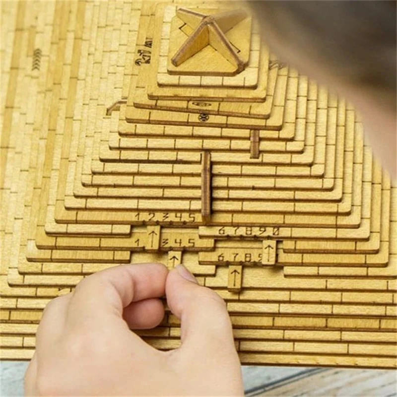 Wooden Pyramid Puzzle Box Hidden Compartment Iq Brain Teaser_voghion.com