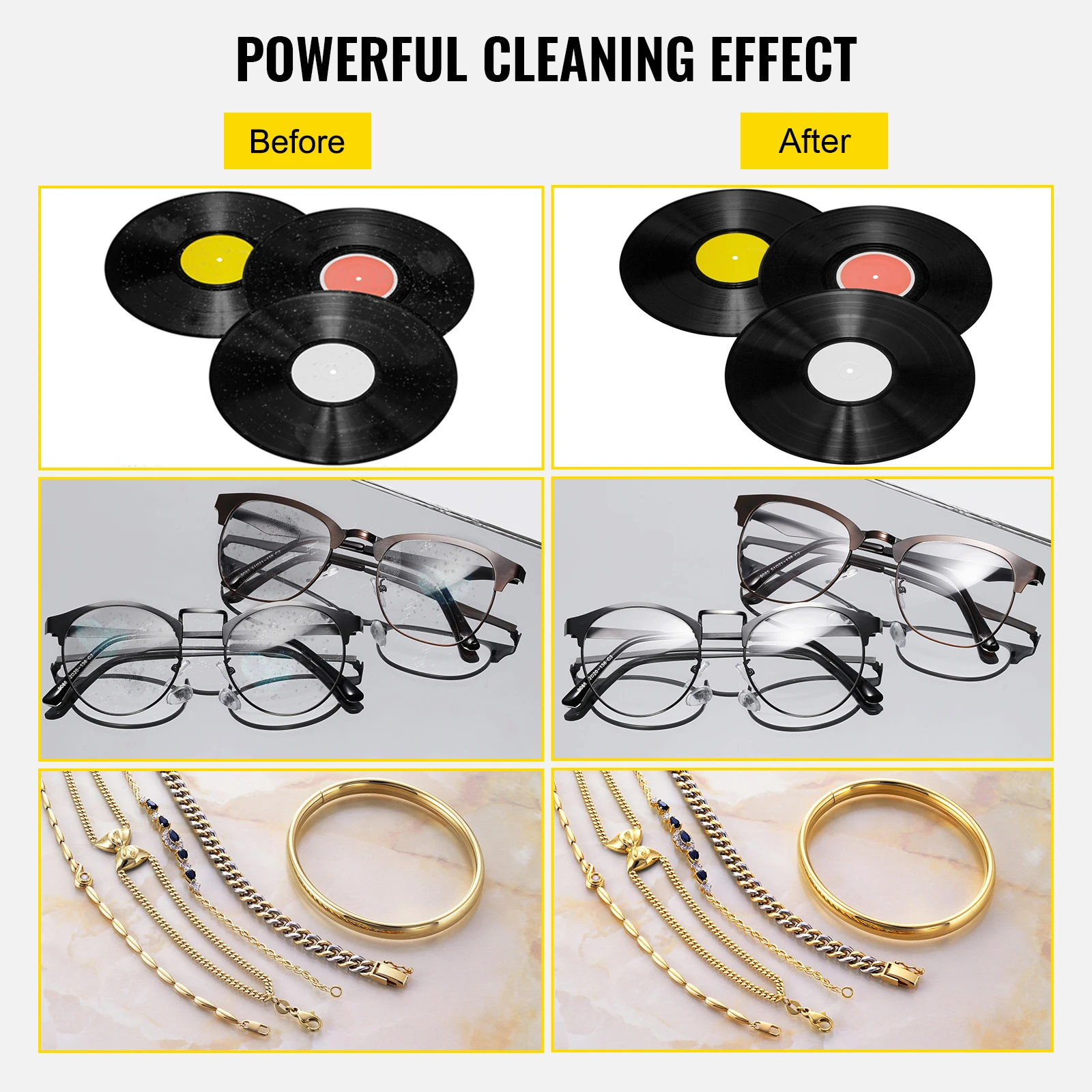 VEVOR Ultrasonic Cleaner 6L Ultrasonic Vinyl Cleaner 7-12 Inch 8 Records 180W Ultrasonic Records Cleaner w/Drying Rack for Home 4