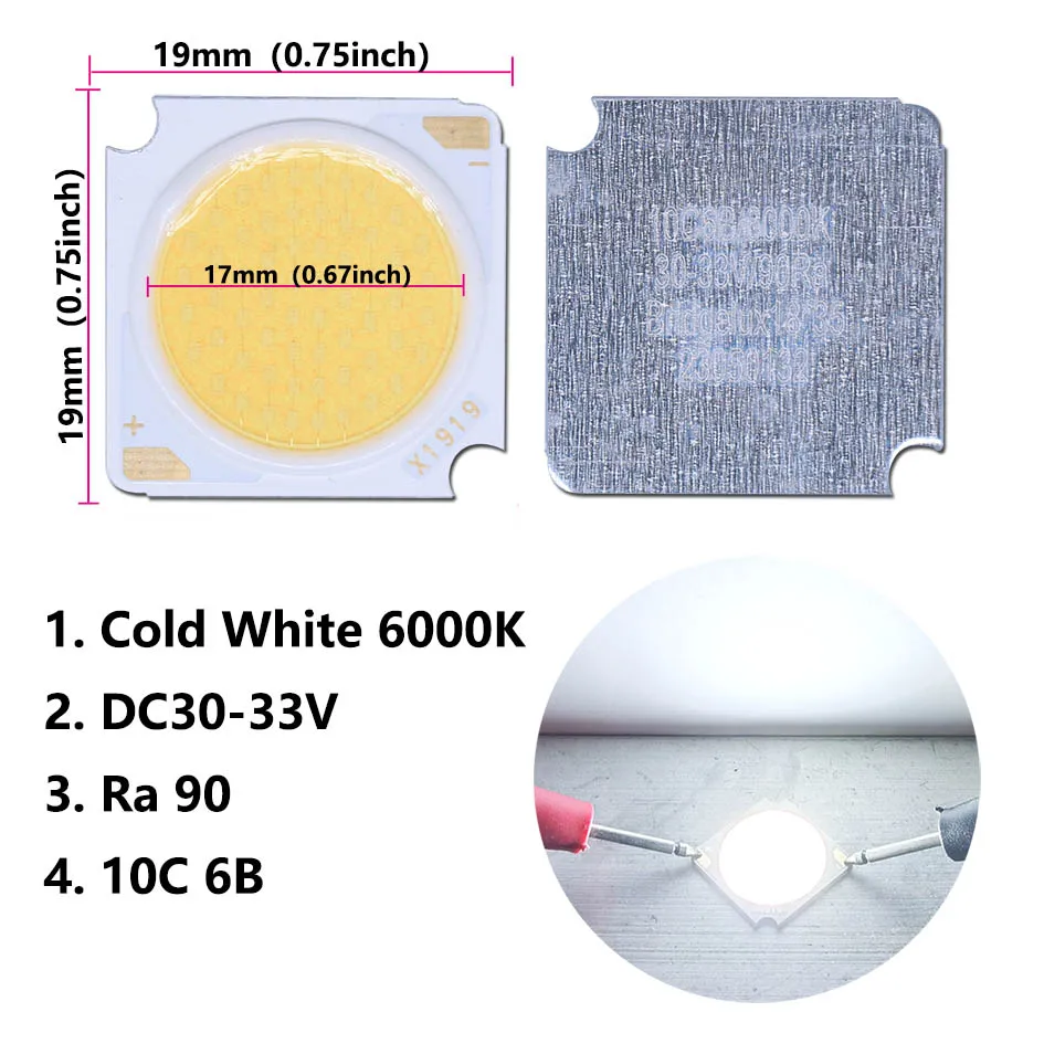 Description Picture 3 of itemLed Cob chip beads led 30w 1917mm DC30-33V RA90 Prey Accessory diode high brightness for spotlighting panel lights cool white