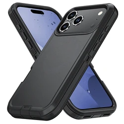 Shockproof Armor Defender Phone Case with Hard PC+TPU Bracket Back Cover - iPhone 14 Plus (Black - Black)