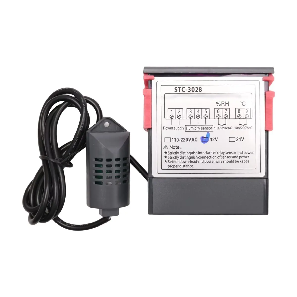 ABGN DC 12V 듀얼 디지털 온도 조절기 온도 습도 조절 온도계 습도계 인큐베이터 컨트롤러 -3028