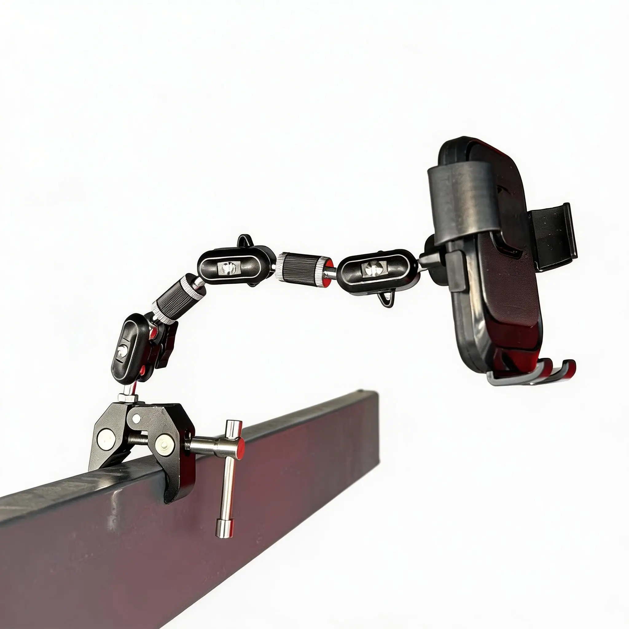 Verstellbarer Telefonhalter mit Krallenklemme und 360°-Drehung ° Rotierender Magic Arm Handyhalter für Live-Video und Aufnahmen – Detail 5