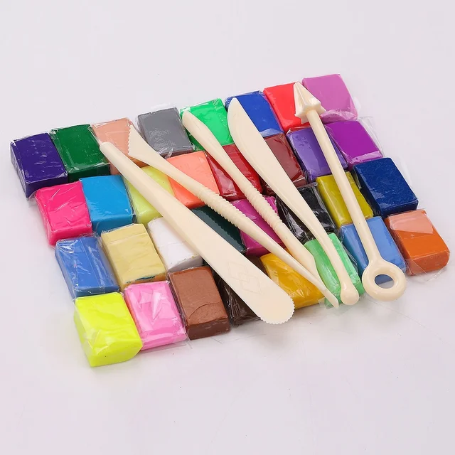 Discover the Artistic Wonder of 5 Tool + 32 Color Oven Bake Polymer Clay Blocks