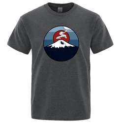 Eco - Friendly Mt. Fuji Graphic Men's Oversized Cotton T - Shirt - XXXL (Dark Gray)