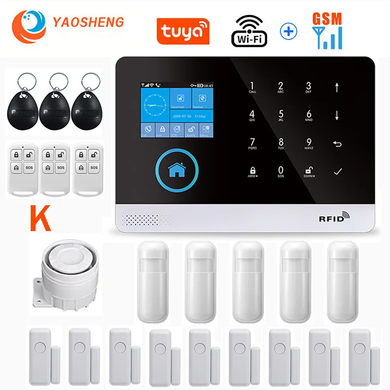 elderly emergency button Wireless WIFI GSM Home Security Alarm System For Tuya Smart Life APP With Motion Sensor Detector Compatible With Alexa & Google ring alarm pad Alarms & Sensors