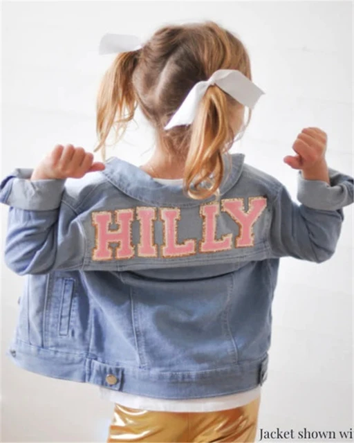 Custom Monogram Girls Pink Letter Patch Jean Jacket Name Patch - AliExpress