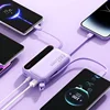 20000mAh Mini Power Bank Built in Cables External Battery  for IPhone Samsung Xiaomi Powerbank Spare Battery 6