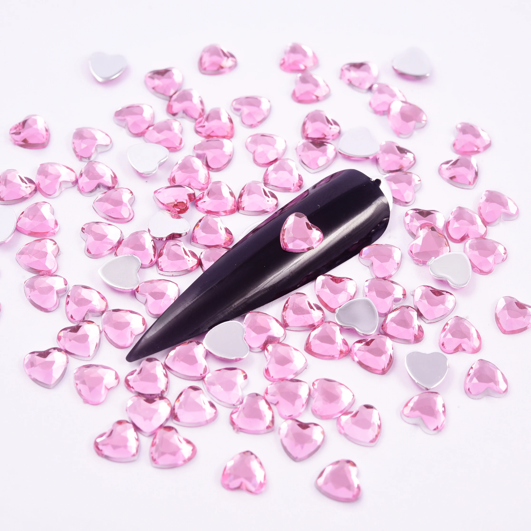 100pcs 하트 아크릴 비 핫픽스 라인 석 반짝이 손톱 크리스탈 Strass 네일파츠 라인 석 장식 파라 unas 네일 아트 네일 참