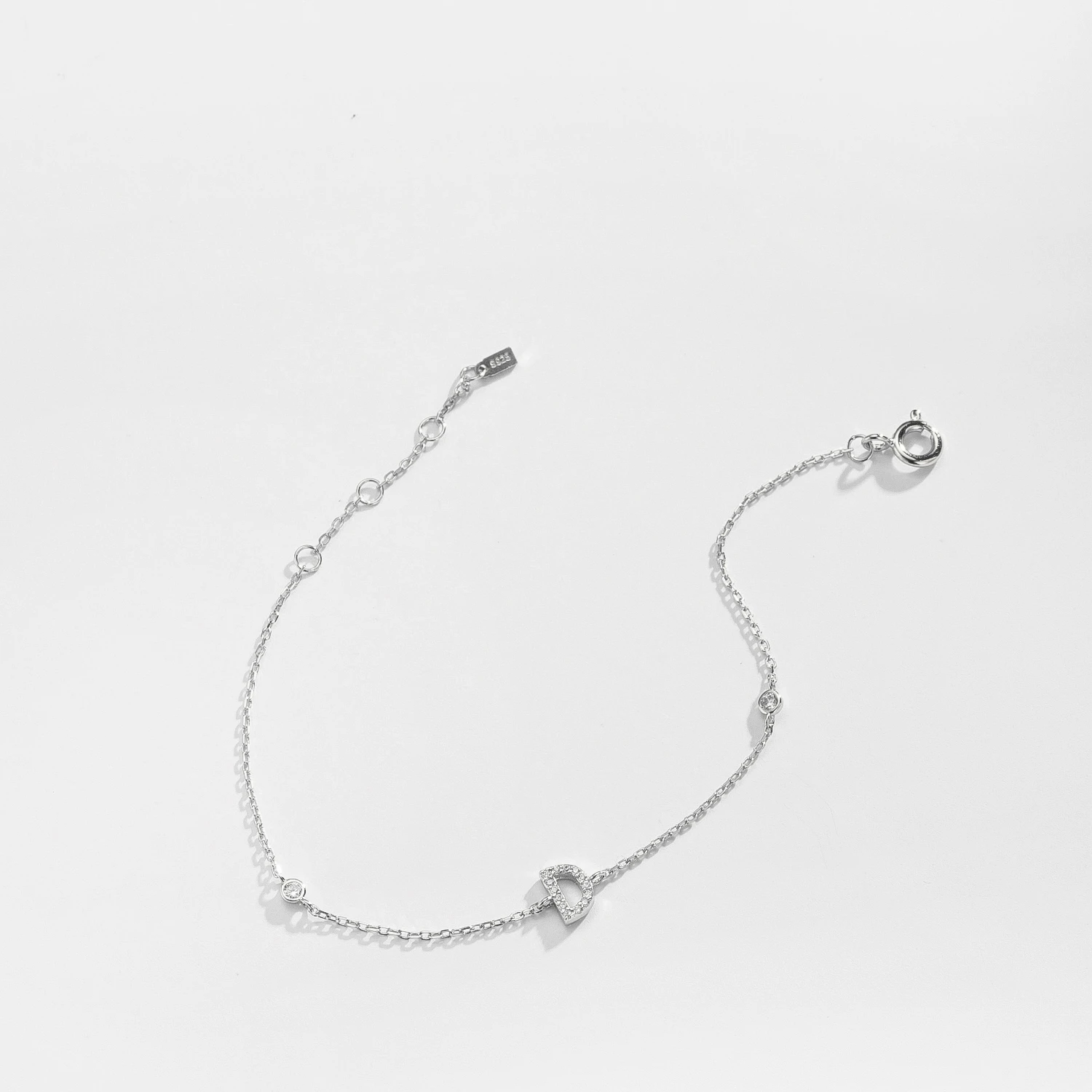 VEWANT 925 Sterling Silver Monogram Letter A - Z Initial Charm Chain Bracelet Luxury Wedding CrystalFine Jewelry 4