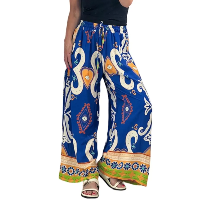 Summer Fall Thin African Ladies Clothes Dashiki Print Trousers Elastic Waist Ankara Fashion Wide Leg Pants African Pants Women two piece women s summer 2021 new fashion denim wide leg pants small daisy top western style ladies summer suit