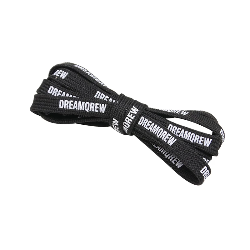 Weiou New Fashion-Forward Shoelaces 8 MM Double -Decker Flat Polyester Shoe Laces  Classical Silk Screen Black and White Letter