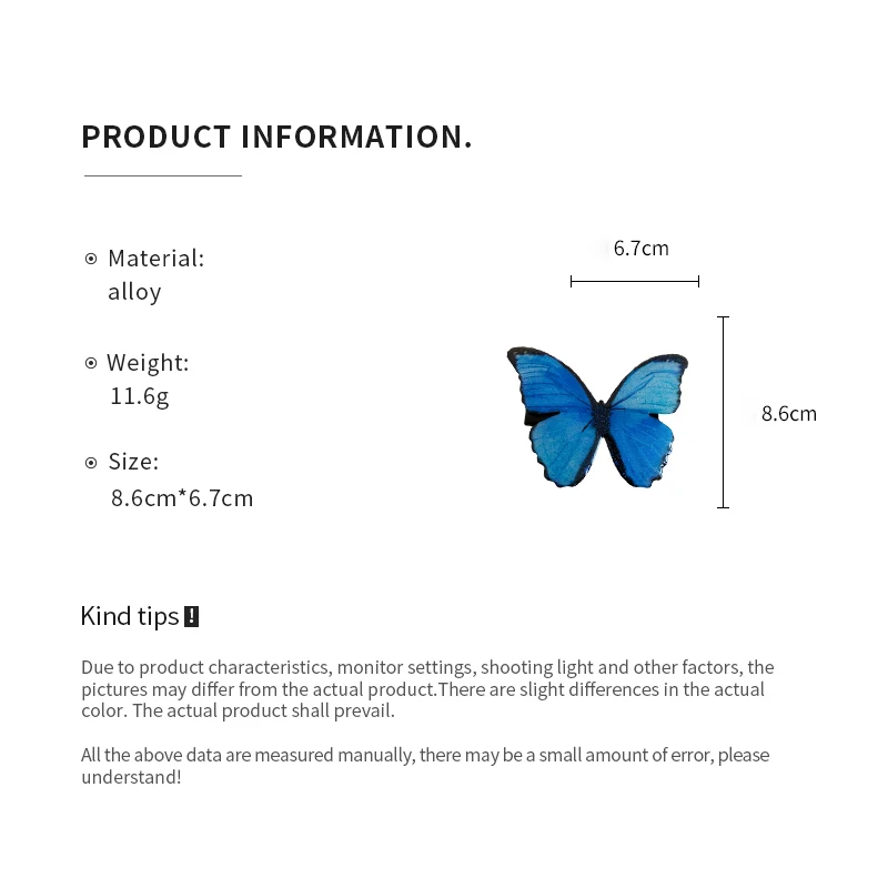 Fairycore Dunkelblaue Schmetterling-Haarspangen für Damen, Pastoraler Stil, Feenhaftes Neues Premium-Design, Modische Luxus-Accessoires K – Detail 1