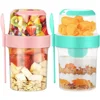 2Pcs Overnight Oats Container, 870ML Yogurt Pots Reusable Salad Cups with Lid Spoon Breakfast Jar Breakfast Pot 1