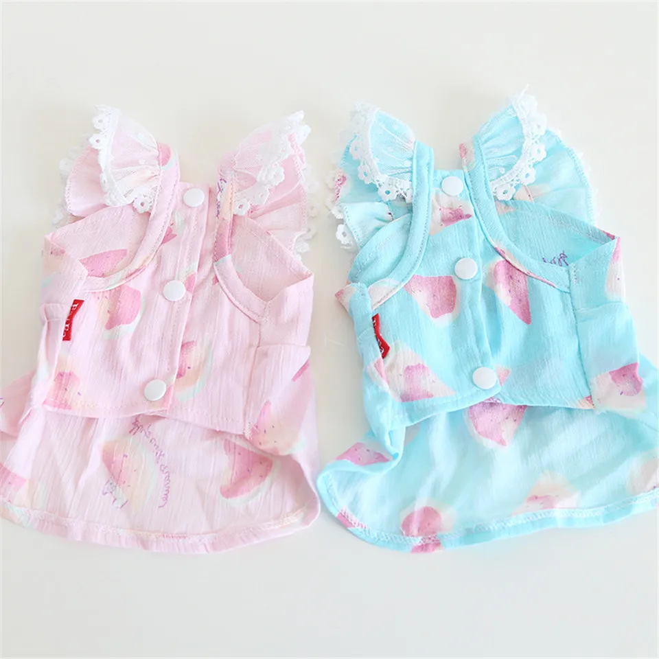 

Hanpanda 2023 Spring&Summer New Lace Big Sequined Bow Cat Watermelon Skirt Dress Sweet Casual Dog Clothes Pet Cat Skirt Gift
