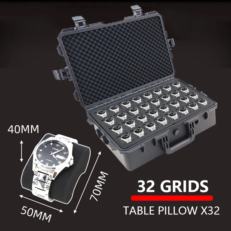 32 Slots Waterproof Watch Box Safety Equipment Case Portable Dry Tool Box Impact Resistant Case With Foam For Watches Storage Watch Storage Box