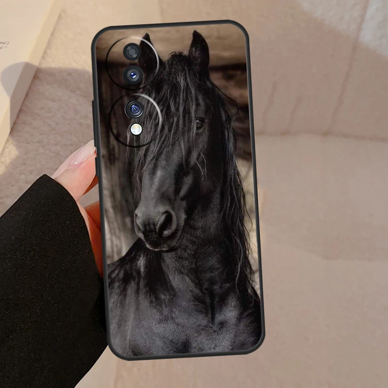 Elegant Black Horse Design Phone Case Cover