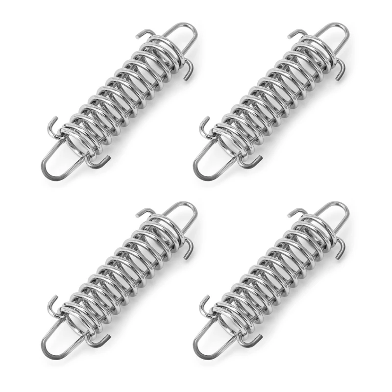 

77HC 4 Pcs Camping Tent Fixed Buckle Tent Tension Spring Windproof Stainless Steel Rope Tensioner Awning Fixed Hook Buckle