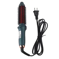 Curling Brush 2 In 1 Curling Brush Straight Curly Hair Dual Purpose Green Portable Thermostatic Electric Hair Brush US Plug 110V 1