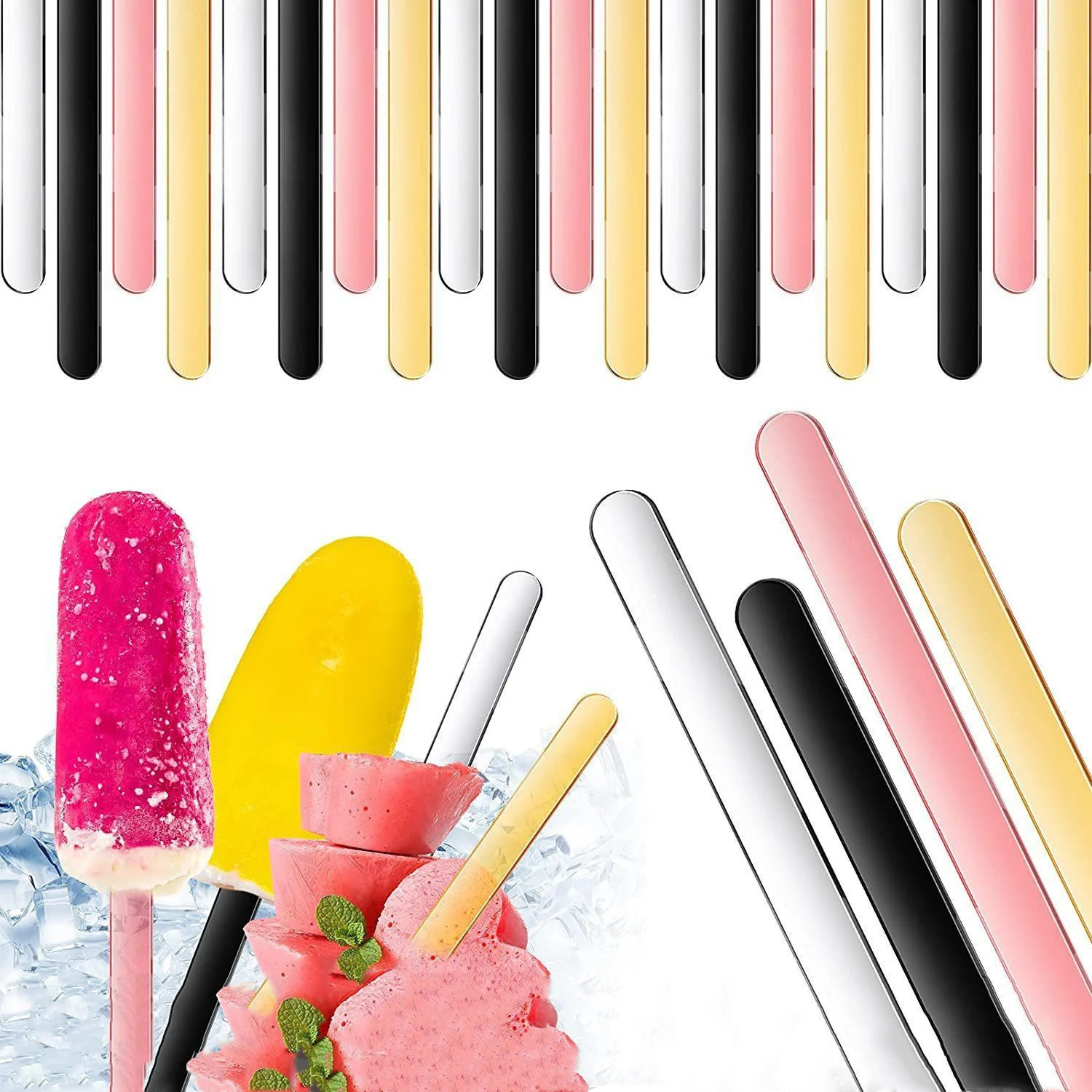 20PCS Reusable Ice Cream Sticks Transparent Acrylic Popsicle Sticks DIY Homemade Cake Candy Pop Ice Cube Maker silicone ice cube maker,ice maker